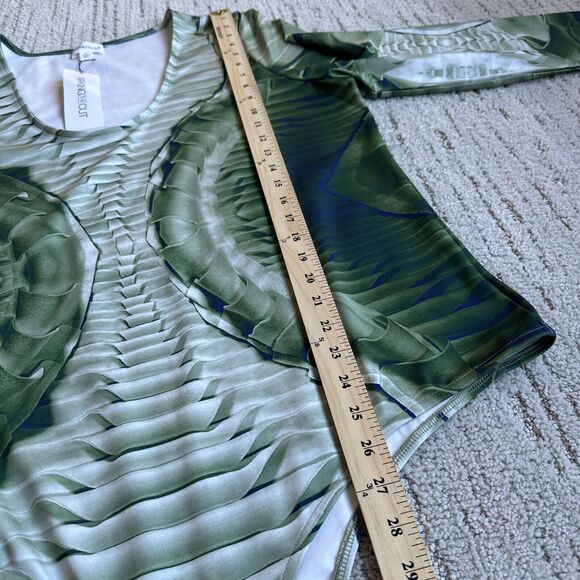 Making the Cut Bodysuit Womens Size 2X Green Printed Stretch Long Sleeve Plus - Picture 4 of 11